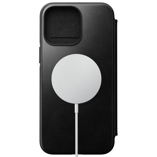 Nomad iPhone 14 Pro Max -suojakotelo, Modern Leather Folio, Horween-nahka, musta