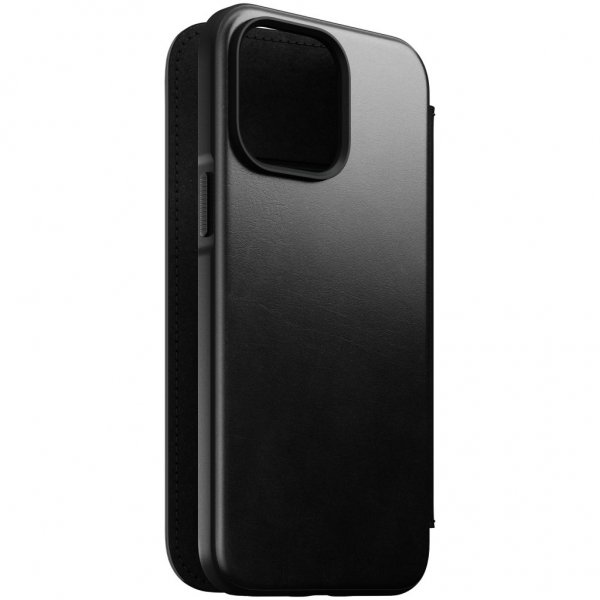 Nomad iPhone 14 Pro Max -suojakotelo, Modern Leather Folio, Horween-nahka, musta