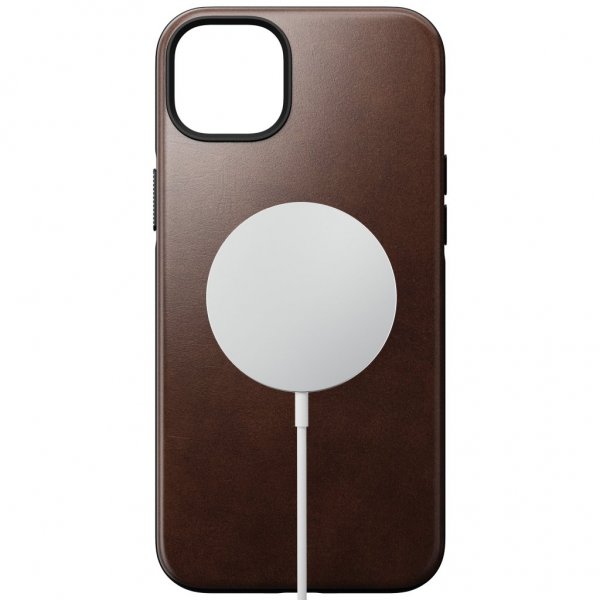 Nomad iPhone 14 Plus -kuori Modern Leather Case Horween Rustic Brown