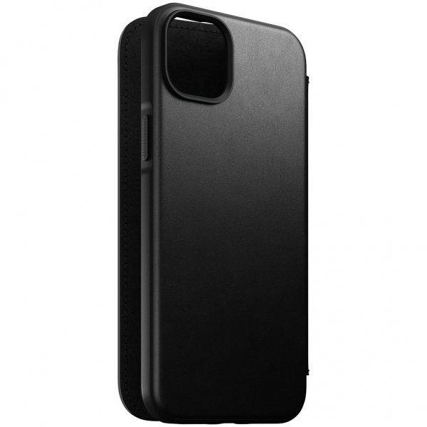 Nomad iPhone 14 Plus Modern Leather Folio -suojakotelo, musta