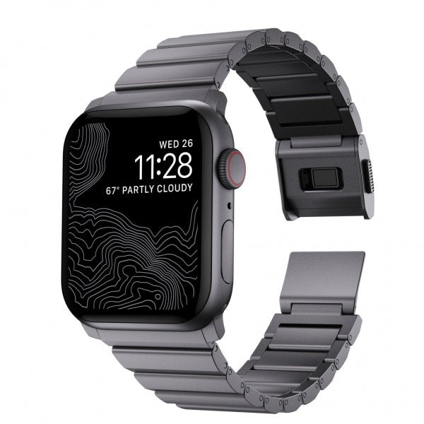Nomad Apple Watch 44/45/46mm/Apple Watch Ultra -ranneke, Aluminum Band, Space Gray