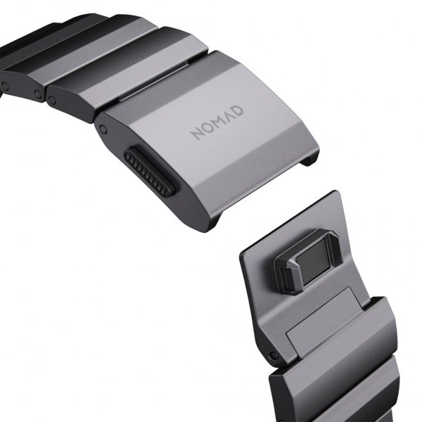 Nomad Apple Watch 44/45/46mm/Apple Watch Ultra -ranneke, Aluminum Band, Space Gray