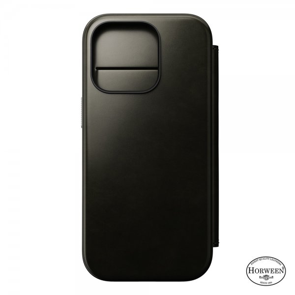 Nomad iPhone 16 Pro -suojakuori Modern Leather Folio Horween Green Chrome