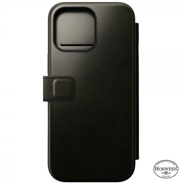 Nomad iPhone 16 Pro Max Modern Leather Folio -suojakotelo, Horween, vihreä kromi