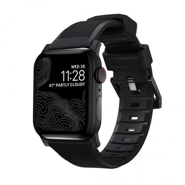 Nomad Apple Watch 38/40/41/42mm ranneke Rugged Band Black Hardware musta