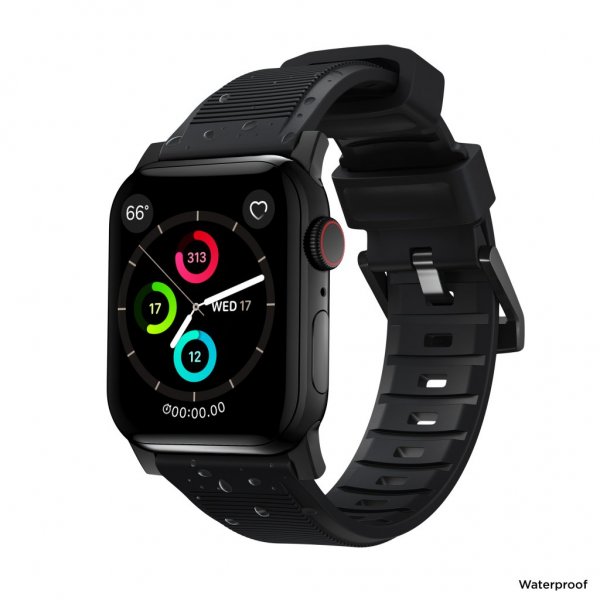 Nomad Apple Watch 38/40/41/42mm ranneke Rugged Band Black Hardware musta