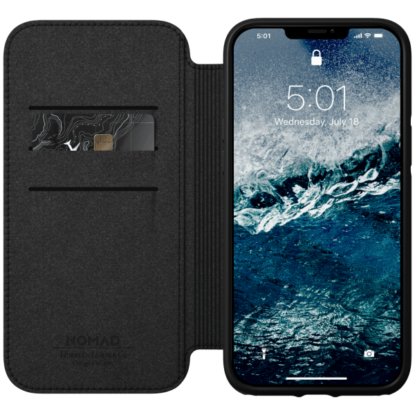 Nomad iPhone 12 Pro Max -suojakotelo Rugged Folio MagSafe, musta