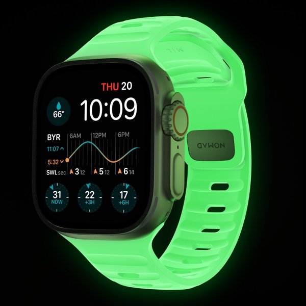Nomad Apple Watch 44/45/46mm/Apple Watch Ultra -ranneke Sport Band Glow 2.0