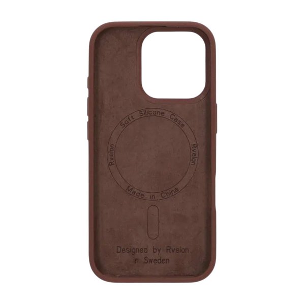 Rvelon iPhone 16 Pro Max silikonisuojakuori MagSafella, ruskea