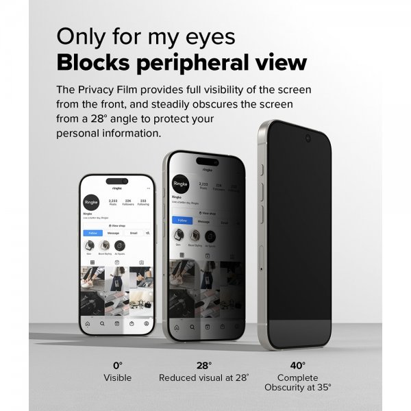 Ringke iPhone 16 Pro -näytönsuoja Easy Slide Privacy 2 kpl