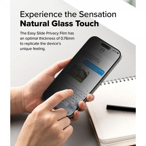 Ringke iPhone 16 Pro -näytönsuoja Easy Slide Privacy 2 kpl