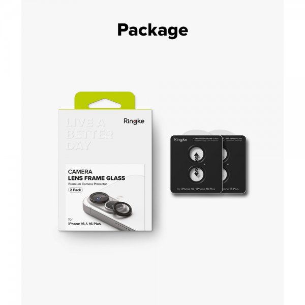 Ringke iPhone 16/iPhone 16 Plus kamerans linssuoja 2-pakkaus