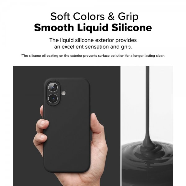 Ringke iPhone 16 -silikonisuojakuori magneetilla, musta