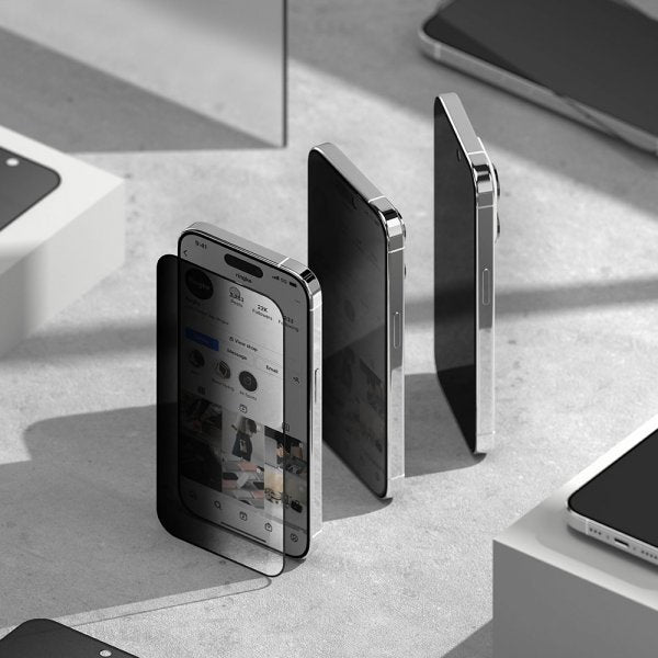 Ringke iPhone 15 Pro Max Näytönsuoja Privacy Tempered Glass Asennusapu