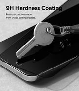 Ringke iPhone 15 Pro -näytönsuoja, Privacy Tempered Glass, asennuskehys