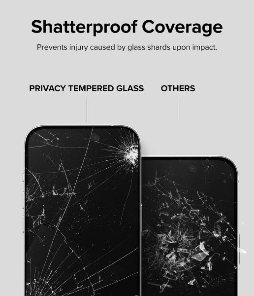 Ringke iPhone 15 Pro -näytönsuoja, Privacy Tempered Glass, asennuskehys