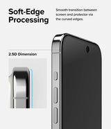 Ringke iPhone 15 Pro -näytönsuoja, Privacy Tempered Glass, asennuskehys