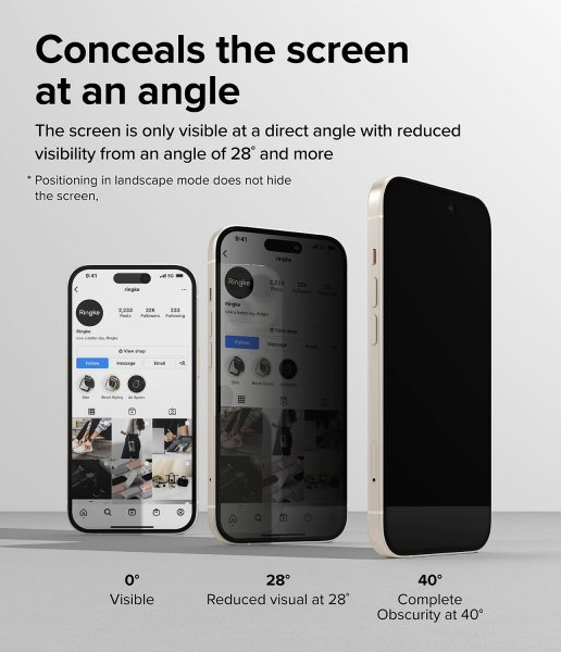 Ringke iPhone 15 Plus -yksityisyysnäytönsuoja karkaistua lasia asennuskehikon kanssa