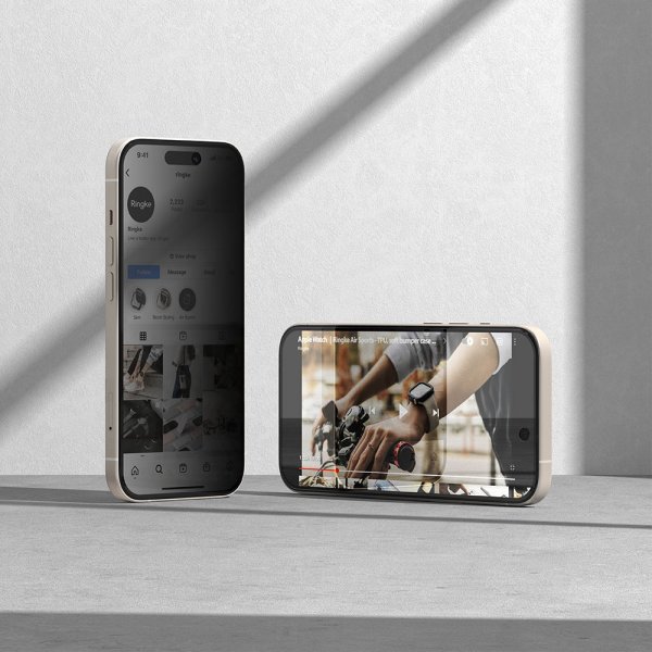 Ringke iPhone 15 näytönsuoja Privacy Tempered Glass asennusohjain