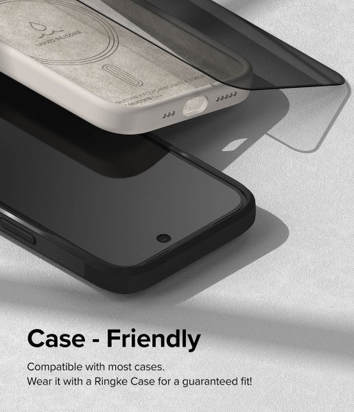 Ringke iPhone 15 näytönsuoja Privacy Tempered Glass asennusohjain