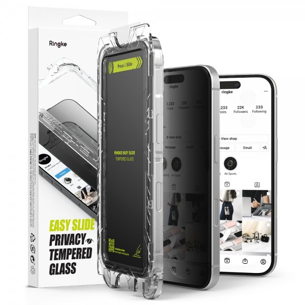 Ringke iPhone 16 Pro Max -näytönsuoja Easy Slide Privacy, 2 kpl