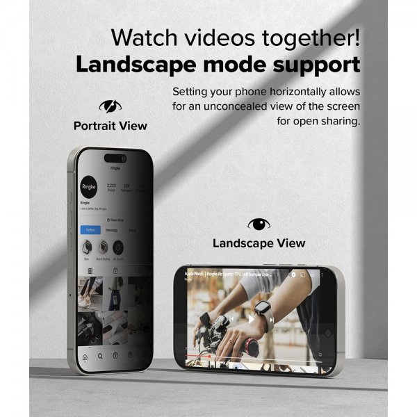 Ringke iPhone 16 Pro Max -näytönsuoja Easy Slide Privacy, 2 kpl