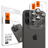 Spigen iPhone 16 Pro/Pro Max/17 Pro/Pro Max Kameran suojalasi GLAS.tR EZ Fit Optik Pro 2-pakkaus Desert Titanium