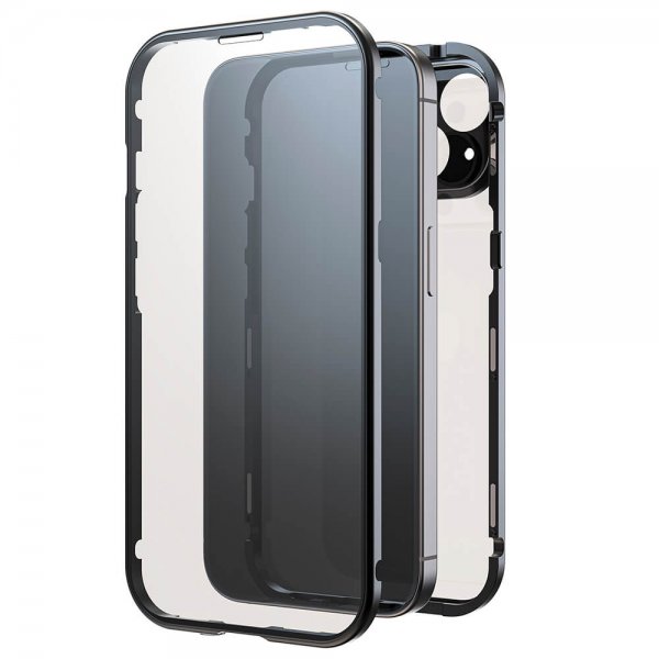 Black Rock iPhone 15 Kuori 360 Glass Läpinäkyvä Musta