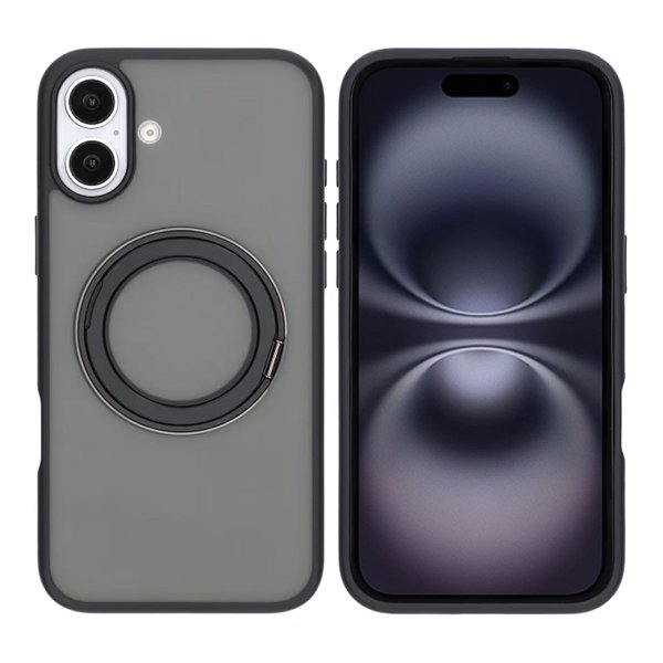 iPhone 16 Plus Kuori, pyörivä MagSafe-jalusta, musta