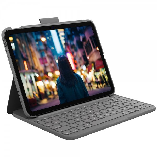 Logitech iPad 10.9 (10. sukupolvi)/iPad 11 (A16) -näppäimistökotelo Slim Folio Oxford Grey Nordic