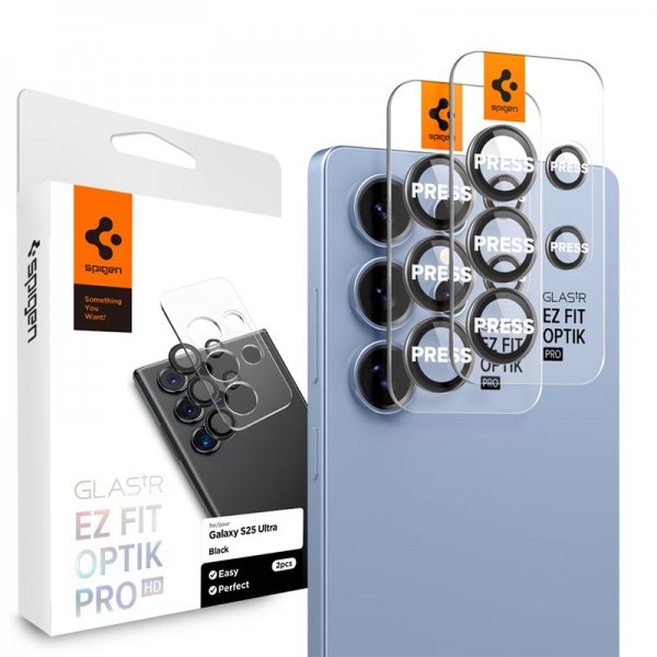 Spigen Samsung Galaxy S25 Ultra Kameran suojaus GLAS.tR EZ Fit Optik Pro 2-pakkaus Musta
