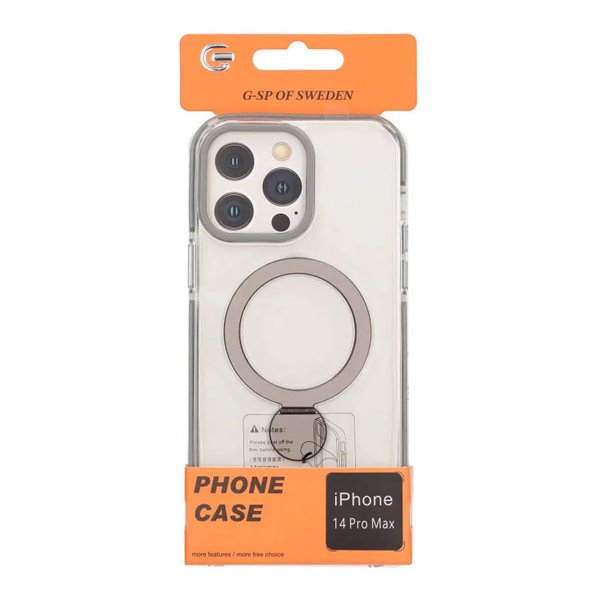 iPhone 14 Pro Max Kuoret Rengasjalusta MagSafe Musta Läpinäkyvä