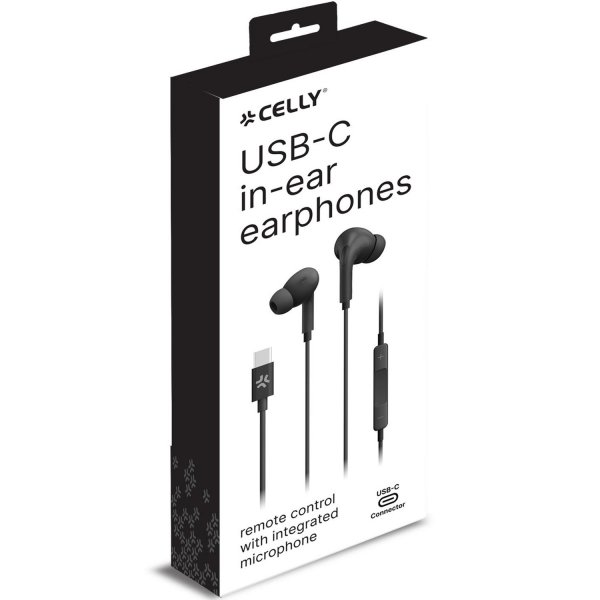 Celly Langalliset UP1200 In-Ear USB-C -kuulokkeet, musta