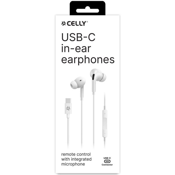 Celly Langalliset UP1200 In-Ear USB-C -kuulokkeet, valkoinen