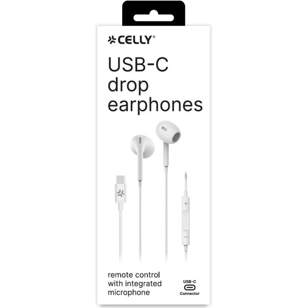 Celly Langalliset kuulokkeet UP1300 Drop USB-C Valkoinen