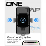 Spigen Autoteline OneTap Pro Air Vent Mount Charger 15W Musta