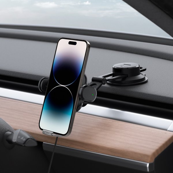 Spigen Autoteline OneTap Pro Dashboard Mount Charger 15W Musta