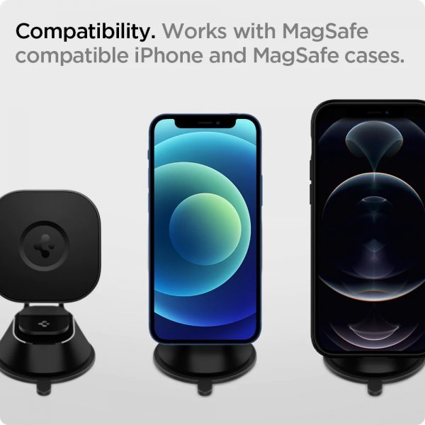 Spigen OneTap Magnetic Car Mount -kojelaudan langaton latausteline, musta