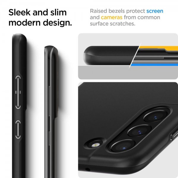 Spigen Samsung Galaxy S21 FE Kuori Thin Fit Musta