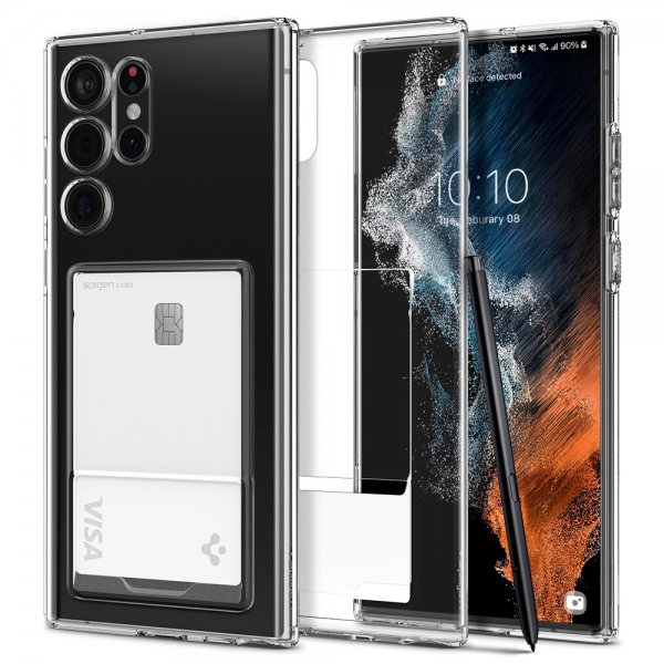Spigen Samsung Galaxy S22 Ultra -kuori Crystal Slot Crystal Clear