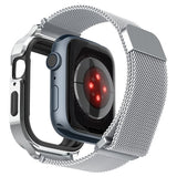 Spigen Apple Watch 45 mm kuori rannekkeella Metal Fit Pro Hopea