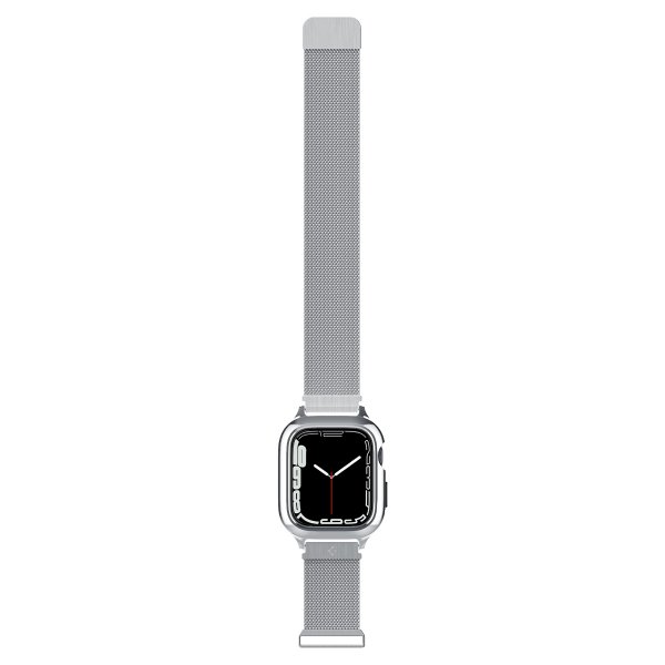 Spigen Apple Watch 45 mm kuori rannekkeella Metal Fit Pro Hopea