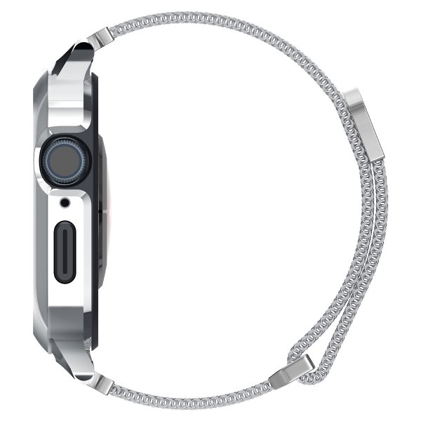 Spigen Apple Watch 45 mm kuori rannekkeella Metal Fit Pro Hopea