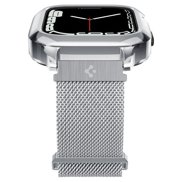 Spigen Apple Watch 45 mm kuori rannekkeella Metal Fit Pro Hopea