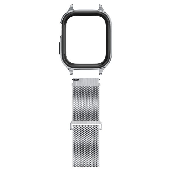 Spigen Apple Watch 45 mm kuori rannekkeella Metal Fit Pro Hopea