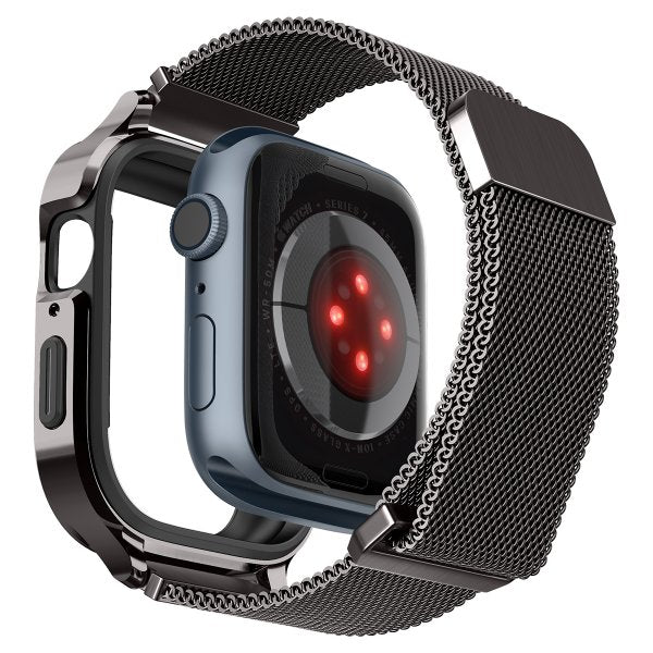 Spigen Apple Watch 45mm Kuori rannekkeella Metal Fit Pro Graphite