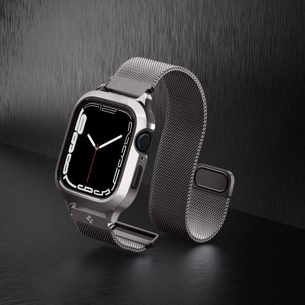 Spigen Apple Watch 45mm Kuori rannekkeella Metal Fit Pro Graphite