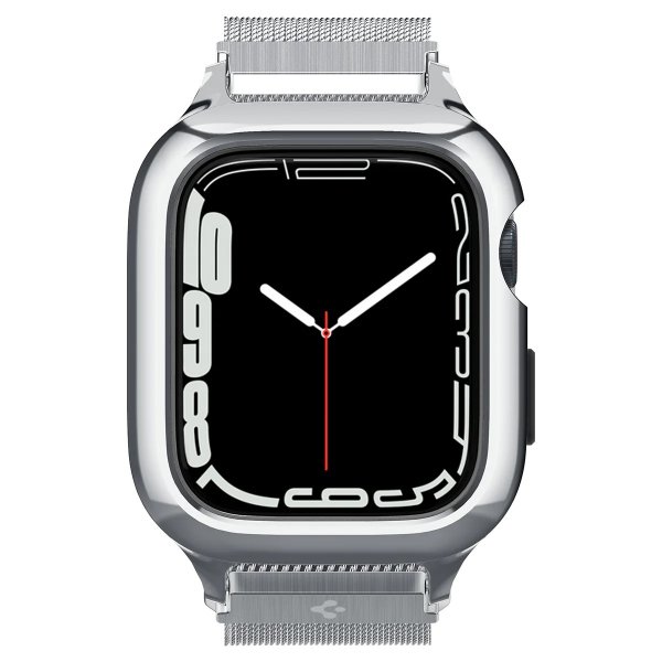 Spigen Apple Watch 40mm -kuori rannekkeella Metal Fit Pro Hopea