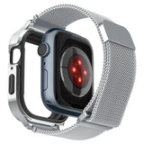 Spigen Apple Watch 40mm -kuori rannekkeella Metal Fit Pro Hopea