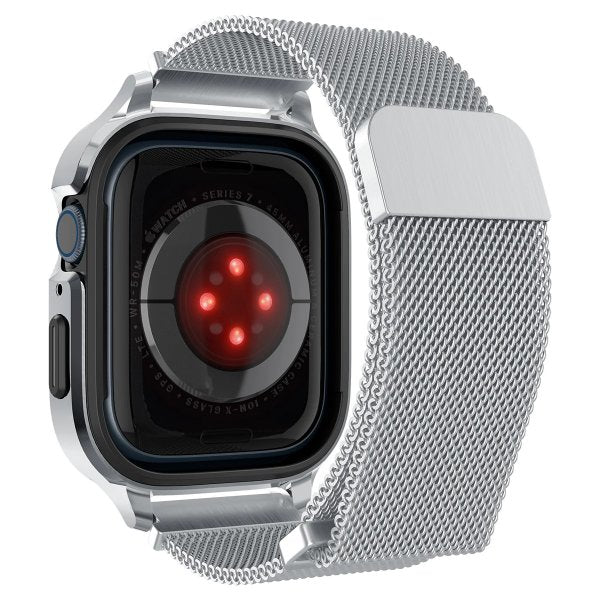 Spigen Apple Watch 40mm -kuori rannekkeella Metal Fit Pro Hopea